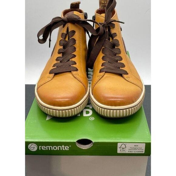 REMONTE Tan LEATHER LACED WATERPROOF ANKLE BOOTS SHOES US WOMENS SZ 9.5 EU 40 - Picture 1 of 7